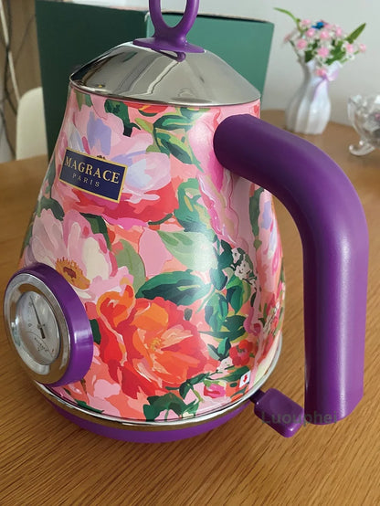 1.7L Retro Electric Kettle 1850W Home Boiling Kettle With Temperature Display Automatic Power Off 304 Stainless Steel Teapot