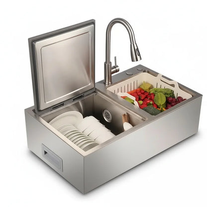 Compact Top Load Dishwasher, 4 Sets Capacity Stainless Steel Dish Washer, 3-in-1 Odor-Free Storage with Child Lock, Heavy Duty