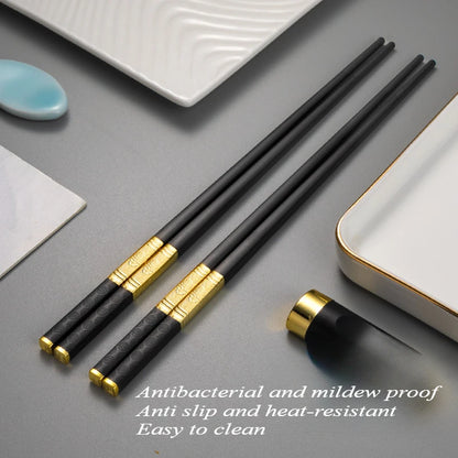 1 Pair Metal Chinese Chopsticks Reusable Square Food Chopsitcks Light Luxury Alloy Chopsticks Hotel Restaurant Alloy Tableware