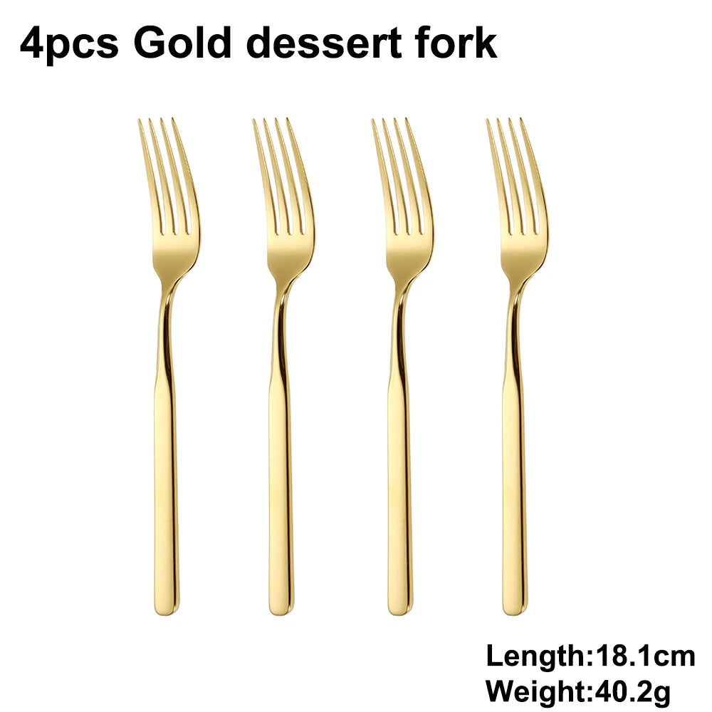 4/6/12/16/18/20/24Pcs Gold Cutlery Set Stainless Steel 304 Tableware Elegant Western Knife Fork Spoon Mirror Dinner Set