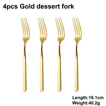 4/6/12/16/18/20/24Pcs Gold Cutlery Set Stainless Steel 304 Tableware Elegant Western Knife Fork Spoon Mirror Dinner Set