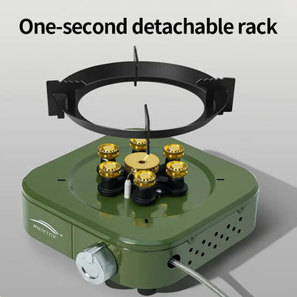 Beiyue 6 Burners Windproof Camping Gas Stove, High Power With Explosion-Proof Hose For Rv Outdoor Use