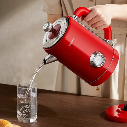 Retro 1.8L Electric Kettle with Mechanical Thermometer Stainless Steel Boil Water Tea Pot Automatic Power off Insulation Pot