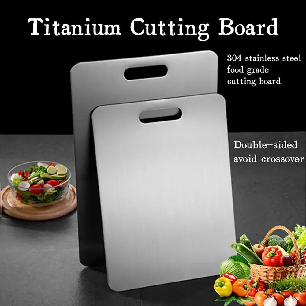 Titanium Cutting Stainless Boards for Kitchen Board 316 Steel Thickened Double Sided Food Grade Portable Fruit Meat Chopping