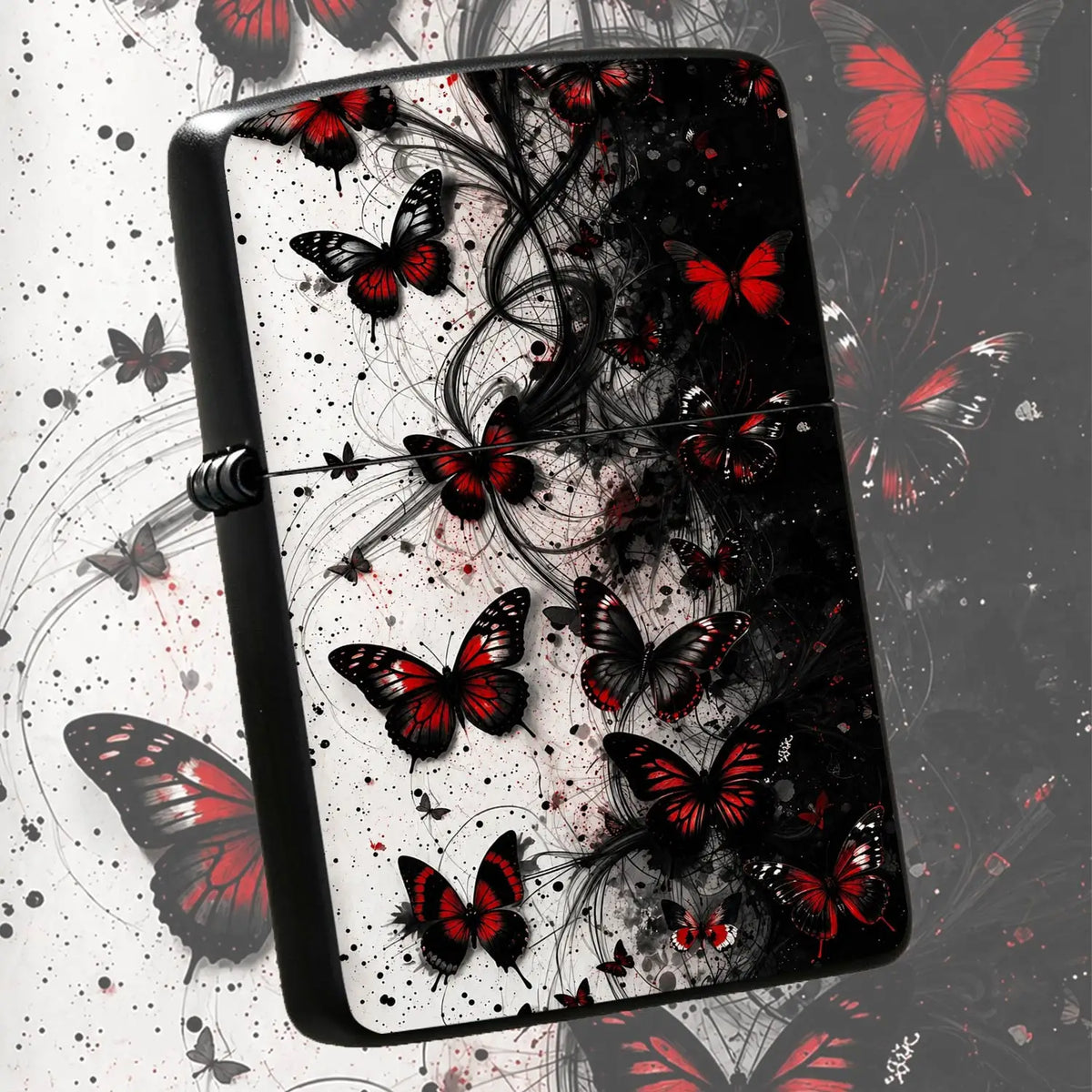Exquisite Portable Igniter With Striking Red Black Dance Art Pattern, Stylish Atmospheric Practical Item For Daily Outdoor Camping Gathering Scenarios, Creative Premium Gift Choice With Distinct Unique Aesthetic A Humorous An