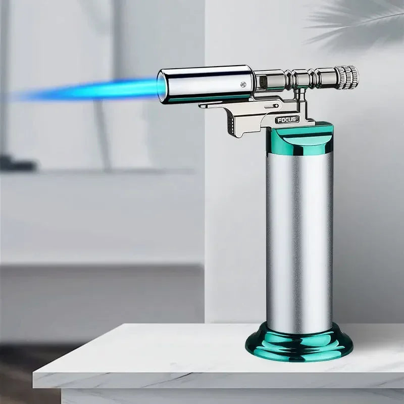 Powerful Windproof Blue Flame Jet Torch Gas Lighter, Outdoor Cigar Barbecue Cooking, Kitchen Butane Refillable Metal Welding Gun