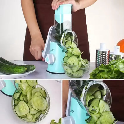 3in1 Rotary Vegetable Slicer Multifunctional Handheld Grater with 3 Sharp Rollers Cheese Shredder Kitchen Tool Cheese Chopper