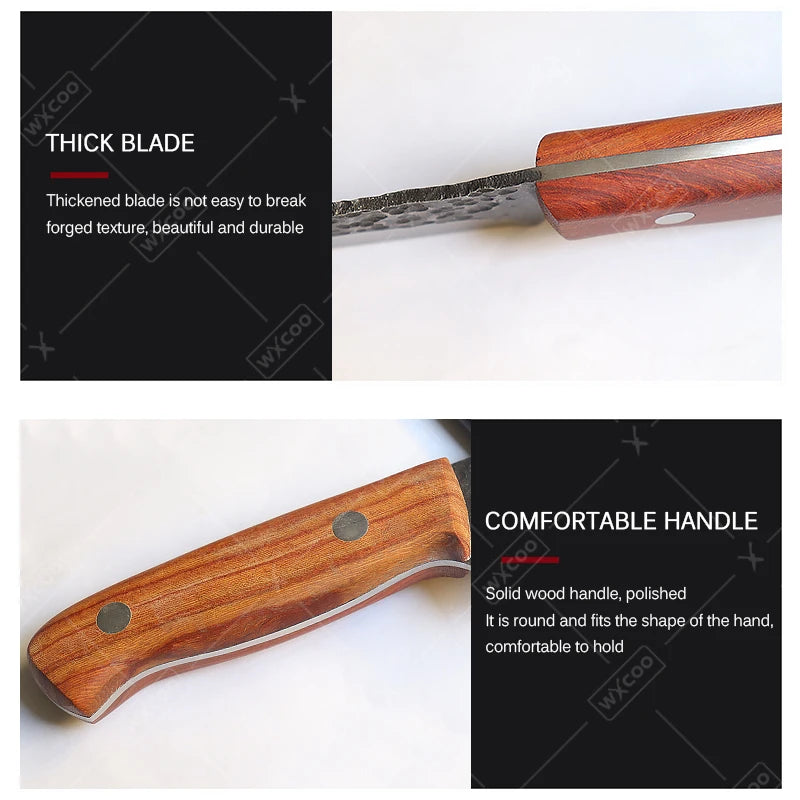 WXCOO Handmade Forged Knife Butcher Cleaver Knife Meat Cutting Japanese Kitchen Pork Bone Shaving Knives Boning Knife