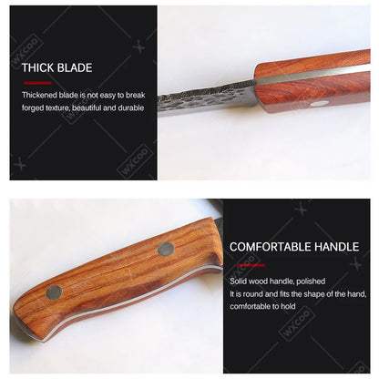 WXCOO Handmade Forged Knife Butcher Cleaver Knife Meat Cutting Japanese Kitchen Pork Bone Shaving Knives Boning Knife