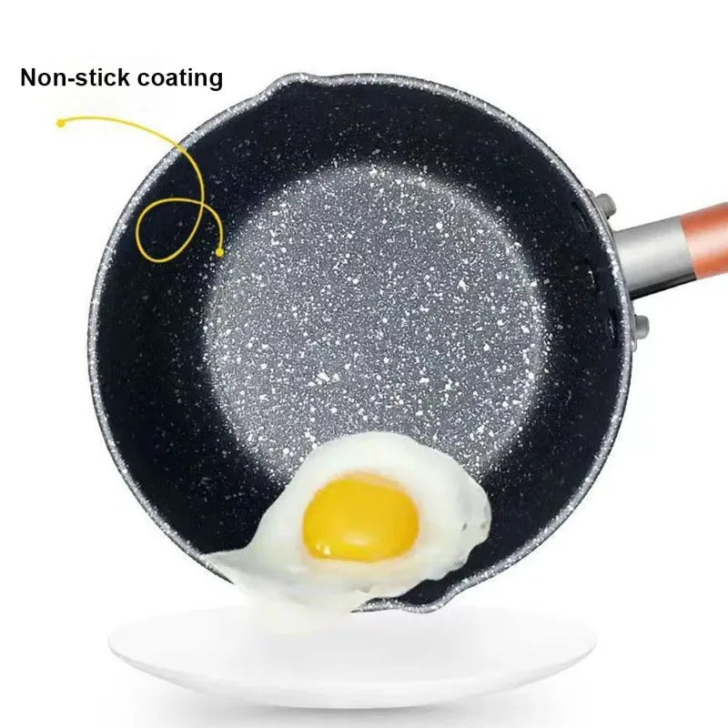For Home Kitchen Non-Stick Sauce Pan Soup Pot with Pour Spout Milk Saucepan Wooden Handle Stick Proof Sauce Pan