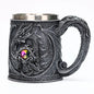 Valhalla Viking Stainless Steel Nordic Viking Barrel Dragon Boat Warrior Horn Skull Beer Mug Tankard Stein Cup 400 ML