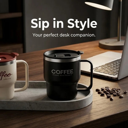 Sealed Thermal Water Cup With Handle Portable 304 Stainless Steel Double Insulated Coffee Mug Travel Office Milk Coffee Cup