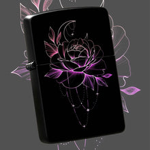 Neon Glow Crescent Moon Rose Lighter, Aesthetic Magenta Line Art Celestial Floral Pattern, Delicate Hangingcharm Decor, Stylish Portable Accessory For Daily Use, Gifting, Outdoor Camping And All Occasions, Smooth Touch A Humo