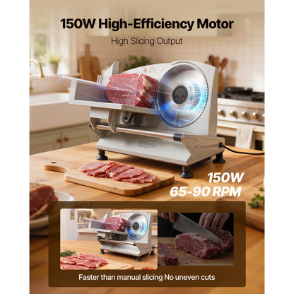 SucceBuy 6.7-8.7inch Meat Slicer Electric Deli Slicer Machine with two SUS420 Blades Food-Slicer for Meat Ham Baguett, Steak