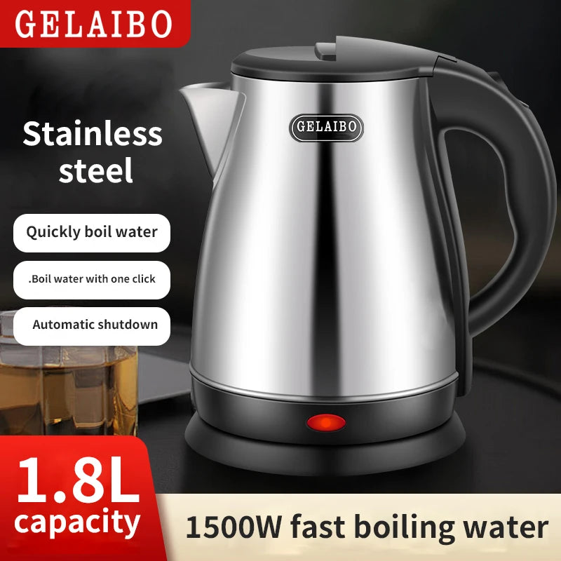 GELAIBO electric kettle, large-capacity 1.8-liter glass kettle, one-button boiling water, automatic shutdown, anti-dry function