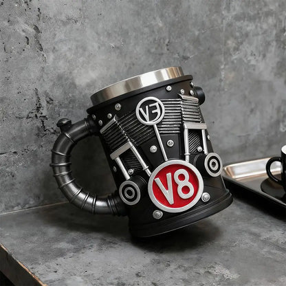 2025 V6 V8 Makeup Creative Resin Stainless Steel Water Cup Personalized Wine Cup Gift Decoration Coffee Mug Cool Idea