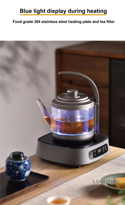 1350W Electric Kettle Fully Auto Bottom Pumping Quick Boiling Kettle Tea Maker Office Glass Temperature Control Teapot 1000ml