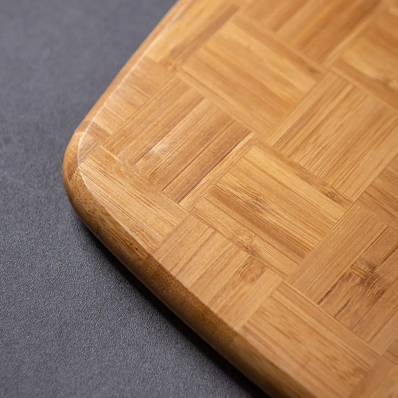 Checkerboard Moso Bamboo Cutting Board, Bamboo Chopping Board with Juice Groove & Hanging Carry Hole, Portable Fruit Vegetable