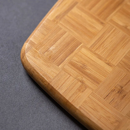 Checkerboard Moso Bamboo Cutting Board, Bamboo Chopping Board with Juice Groove & Hanging Carry Hole, Portable Fruit Vegetable