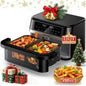 12QT Dual Basket Air Fryer with Flex Design, Viewing Window & 50PCS Liners, 12-in-1 Family Size, Sync & Dual Cooking, Dishwasher Safe