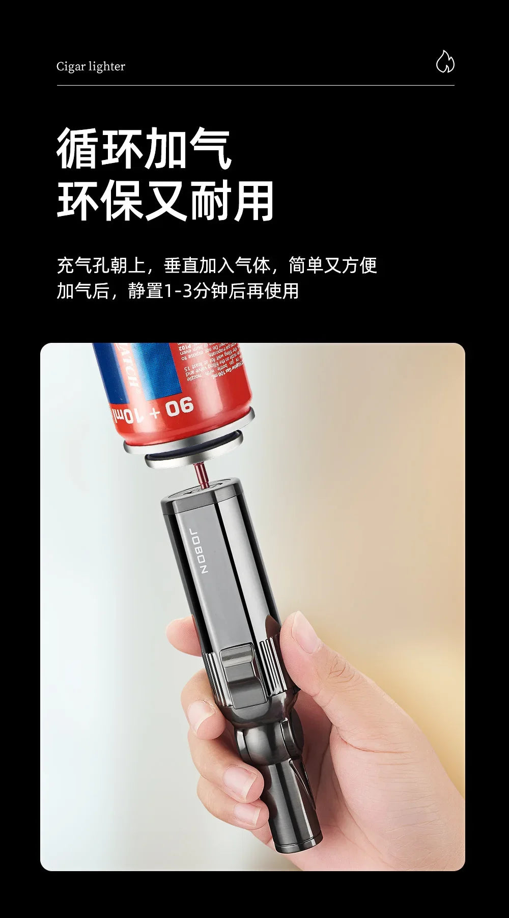 JOBON Folding High Power Spray Gun Windproof Jet Blue Flame Butane Gas Torch Lighter Safety Lock Switch Portable Cigar Lighters