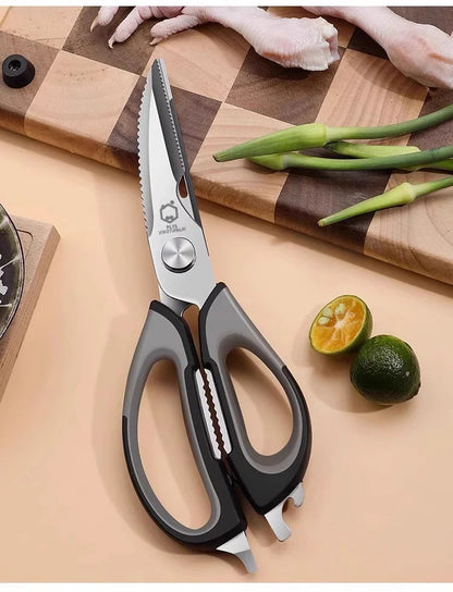 All-Powerful Kitchen Scissors 5-in-1 Multi-Tool: Cuts Bones Opens Bottles Cracks Nuts Stainless Steel Heavy Duty Shears for Home