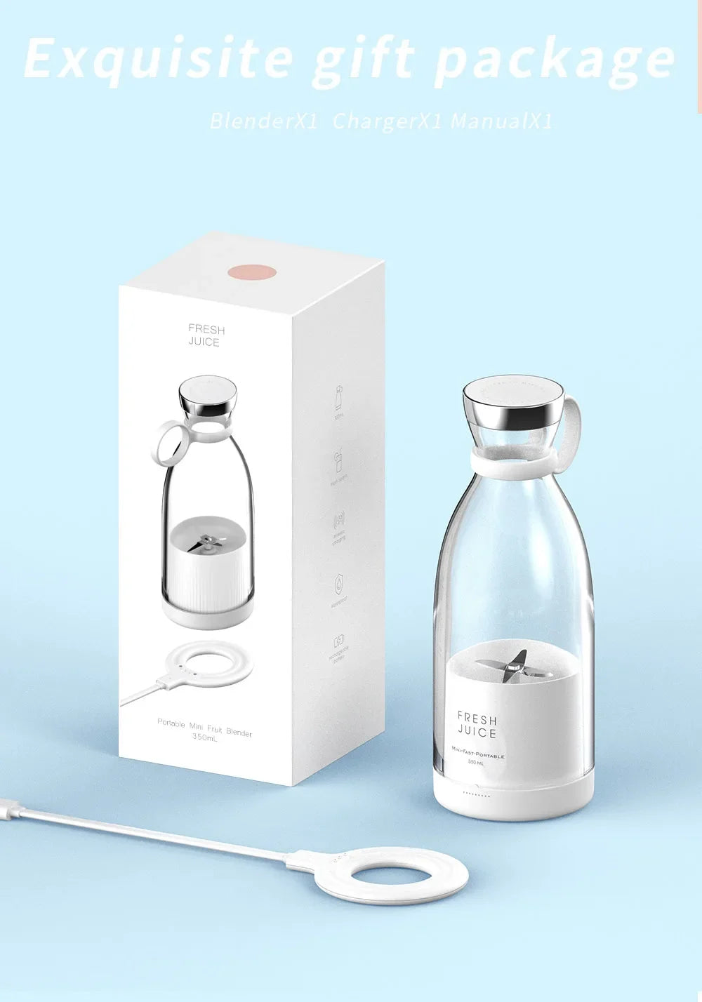 Portable Mini Blender Electric Juicer Fruit Smoothies Mixer Usb Magnetic Charging Multifunctional Juice Maker Machine Blender