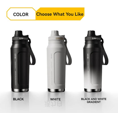 1L Insulated Cold Water Bottle Thermos Stainless Steel Tumbler Qutdoor Sports Handle Vacuum Flasks Double Wall Cup