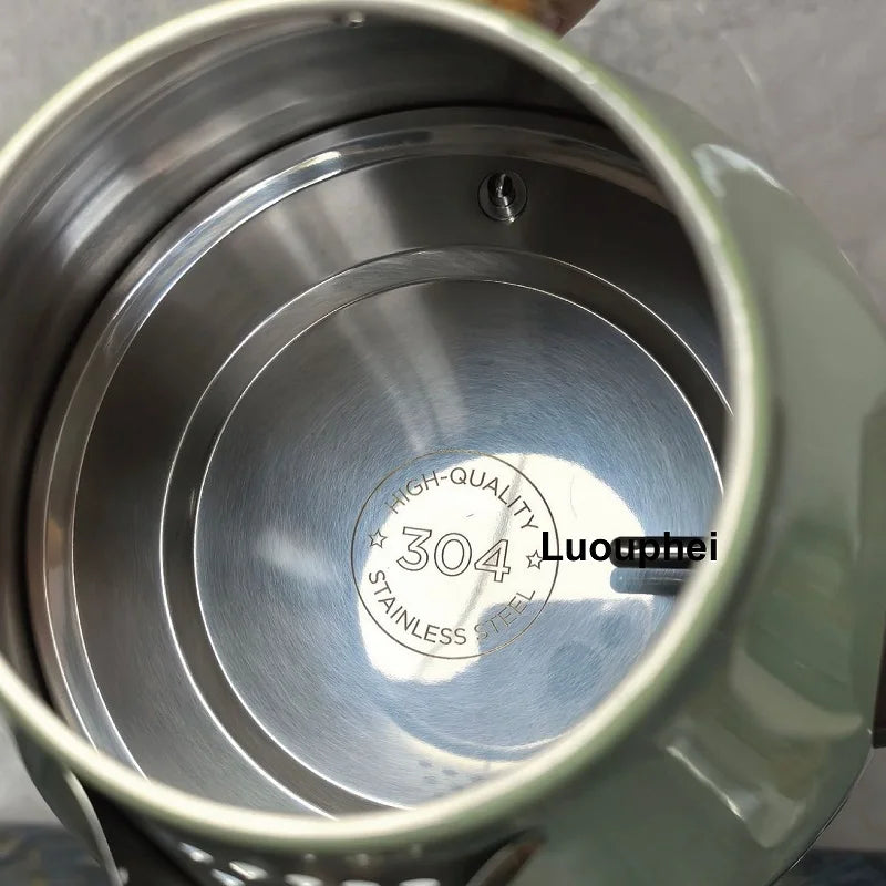 1.7L Retro Paint Decal Electrc Kettle Boiling Water With Thermometer Auto Power Off 304 stainless Steel Electrc Teapot 220V