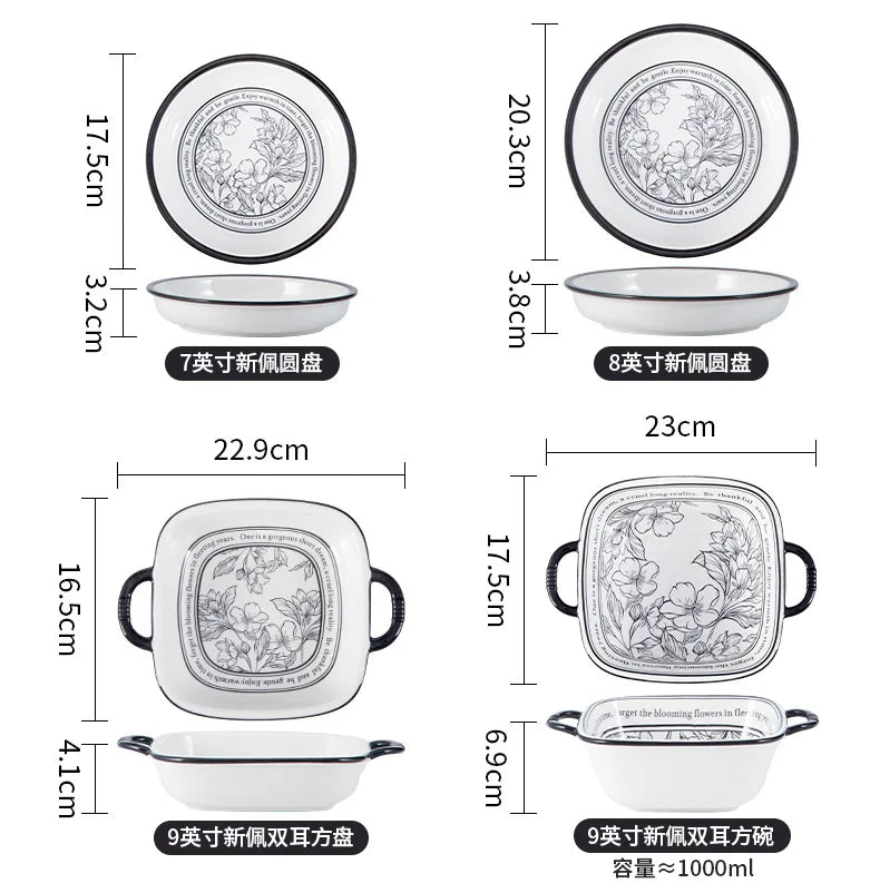 Underglaze Color, Ceramic Tableware, Gift Box Set, Dishes, Soup Bowls, Combination Package.