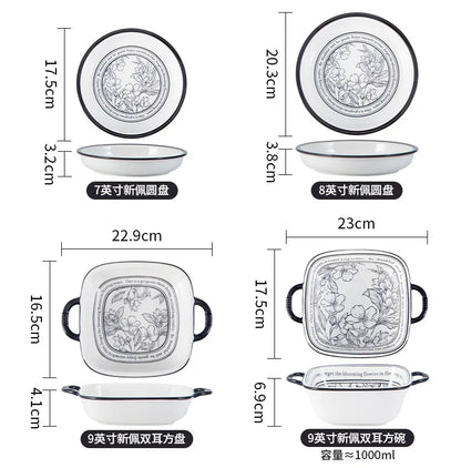 Underglaze Color, Ceramic Tableware, Gift Box Set, Dishes, Soup Bowls, Combination Package.