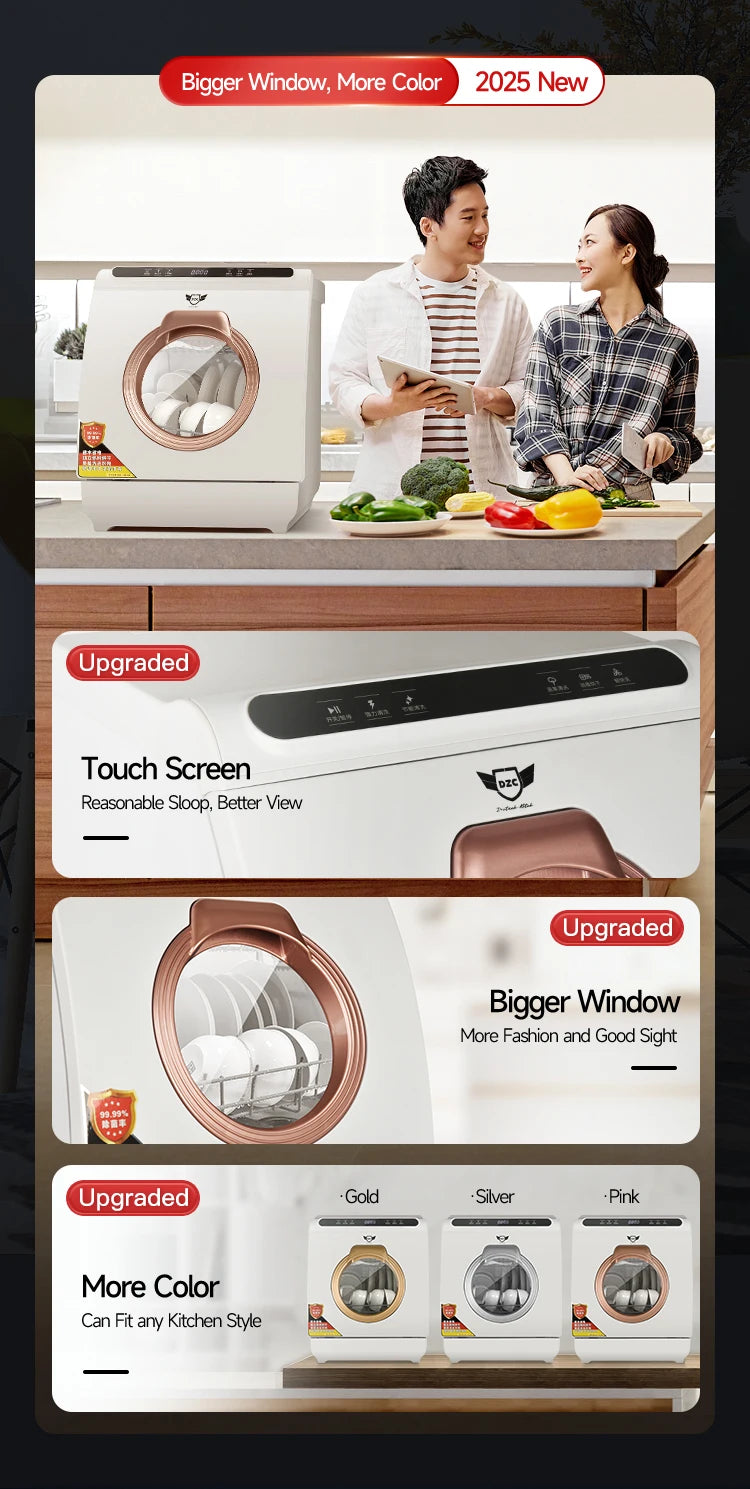 Q8-Max Household Free-installation Mini Dish Washing Portable Automatic  Freestanding Electronic Dishwasher Machine Home 8 Sets