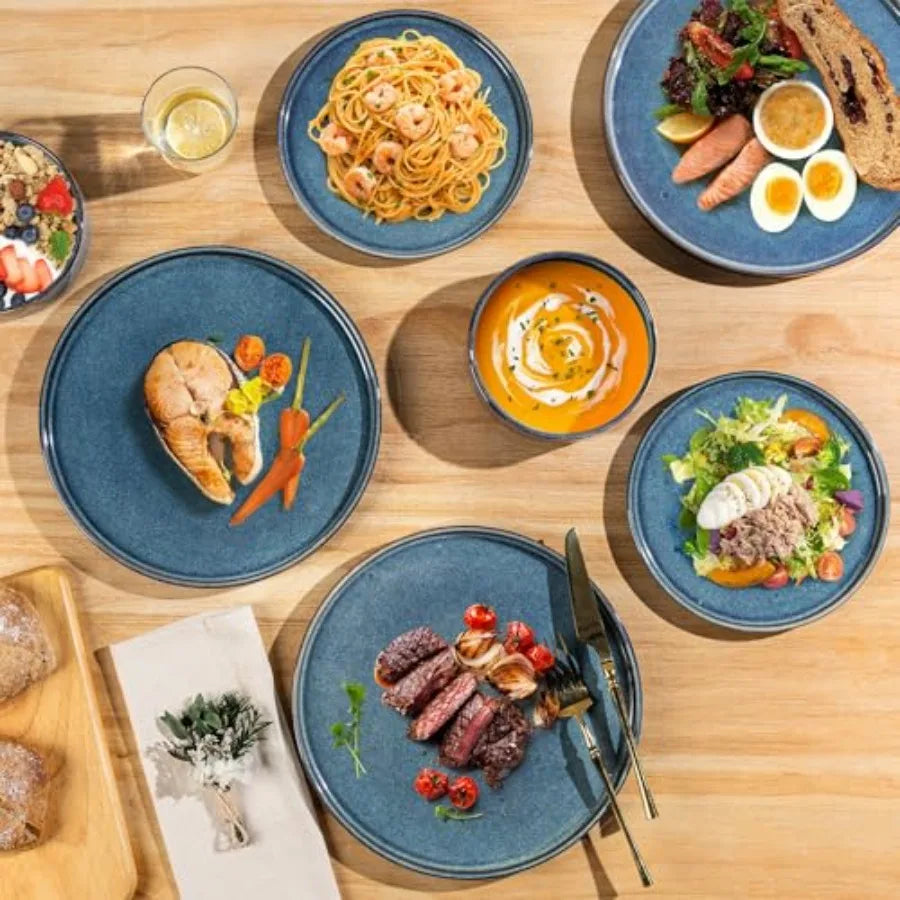 Ceramic Dinnerware Sets Handmade Stoneware Plates and Bowls Sets Highly Chip and Crack Resistant Dishwasher and Microwave Safe