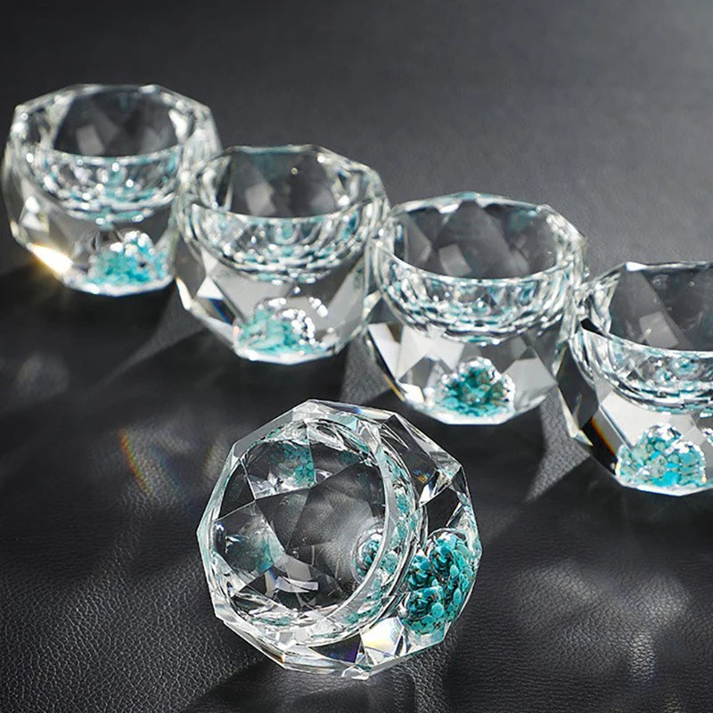50ml Luxury Crystal Glass Vodka Shot Glass Sake Teacup Glass Bar Liqueur Double Bottom Gold Foil Glass Tea Cup