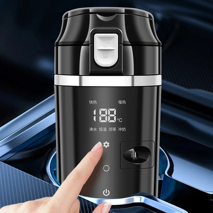 12V/24V Car Heating Cup Smart Temperature Control Electric Kettle Stainless Steel Car Heated Smart Mug 500ML Water Warmer Bottle