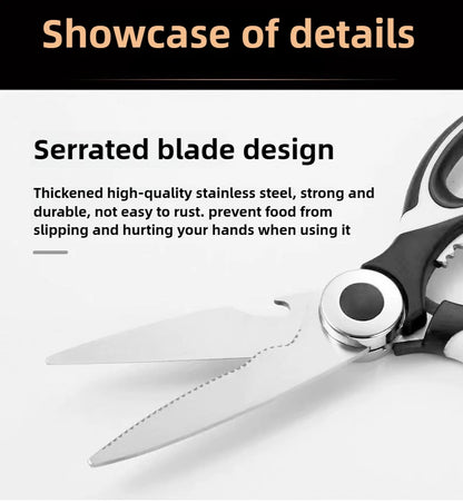 Multipurpose Stainless Steel Kitchen Scissors Heavy Duty Dishwasher Safe for Cutting Meat Poultry Fish and Opening Bottles
