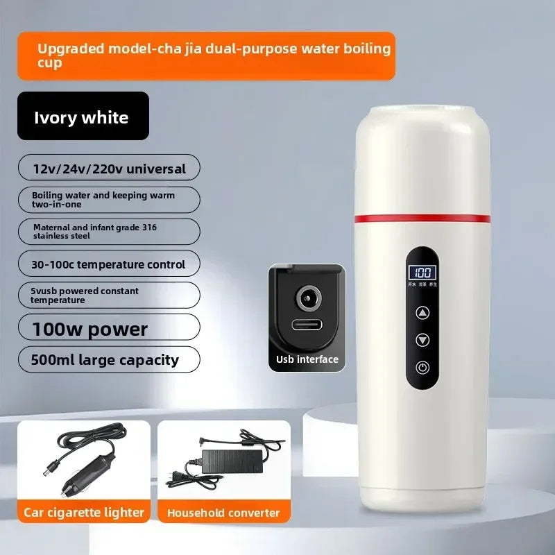 Durable Car Boiling Cup  12v24v Universal Usb Thermal Insulation Integrated Size Truck Heating Boiling Cup