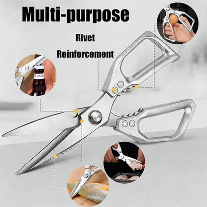 Kitchen Scissors, All Purpose，Ultra Sharp Meat Scissors，Heavy Duty Silver Cooking Scissor，Dishwash Safe Stainless Steel Kitchen Shears for Food, Chicken Bones, Turkey