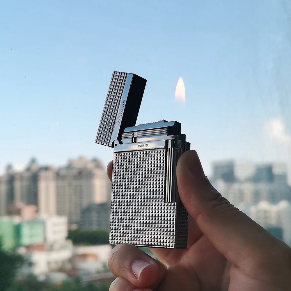 JT.Dunant Lighter Ding Sound Brass Metal Refillable Butane Cigar Cigarette Lighters Fuel Men Smoking Accessory