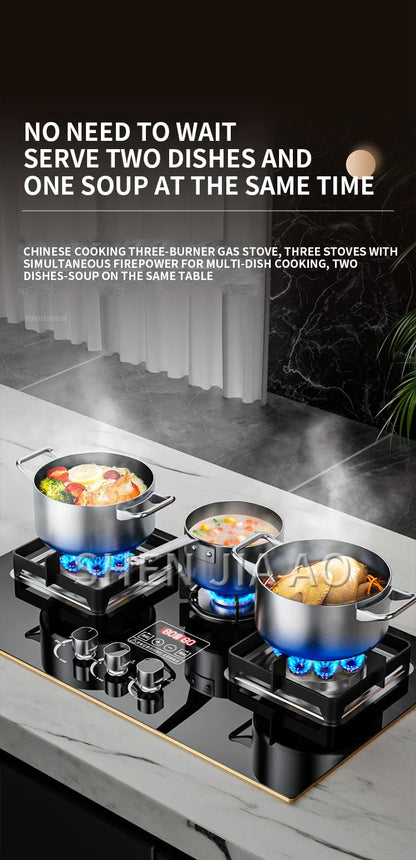 7.2KW Gas Stove Household Three Stove Timing Table Embedded Dual-purpose Natural Gas Liquefied Gas Fire Stove