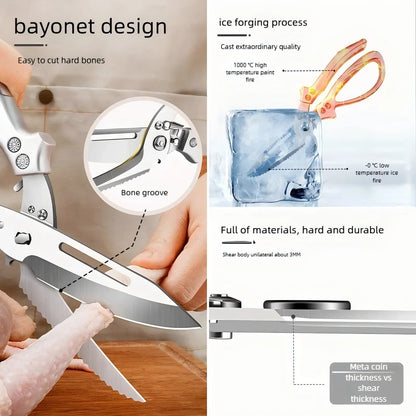 Multi-functional Kitchen scissors food grade stainless steel strong chicken bone scissors home chicken duck goose bone scissors