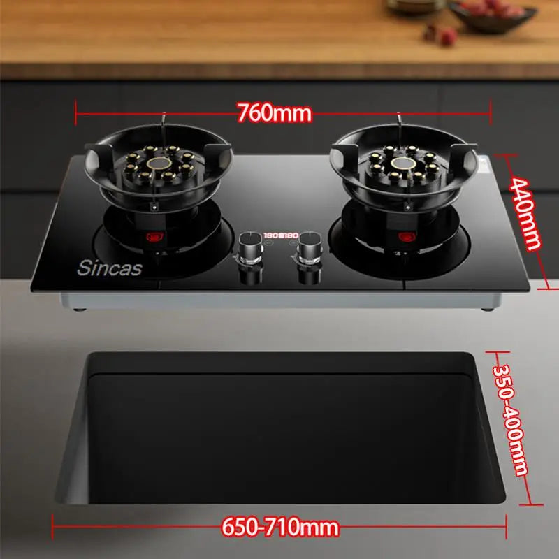 Kitchen Gas Stoves Home Dual Stove Kitchen Embedded Nature Gas/LPG Timing Stove Desktop Dual-Use Cooktop Gas Panel Gas Cooker