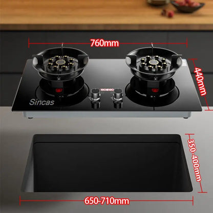 Kitchen Gas Stoves Home Dual Stove Kitchen Embedded Nature Gas/LPG Timing Stove Desktop Dual-Use Cooktop Gas Panel Gas Cooker