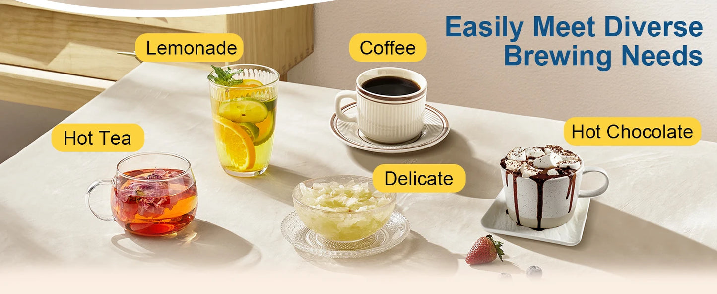 Electric Kettle with Water Dispenser - 1.7L Elegant Glass Tea Pot, 1200W Fast Boiling, LED Indicator, Auto-Shutoff