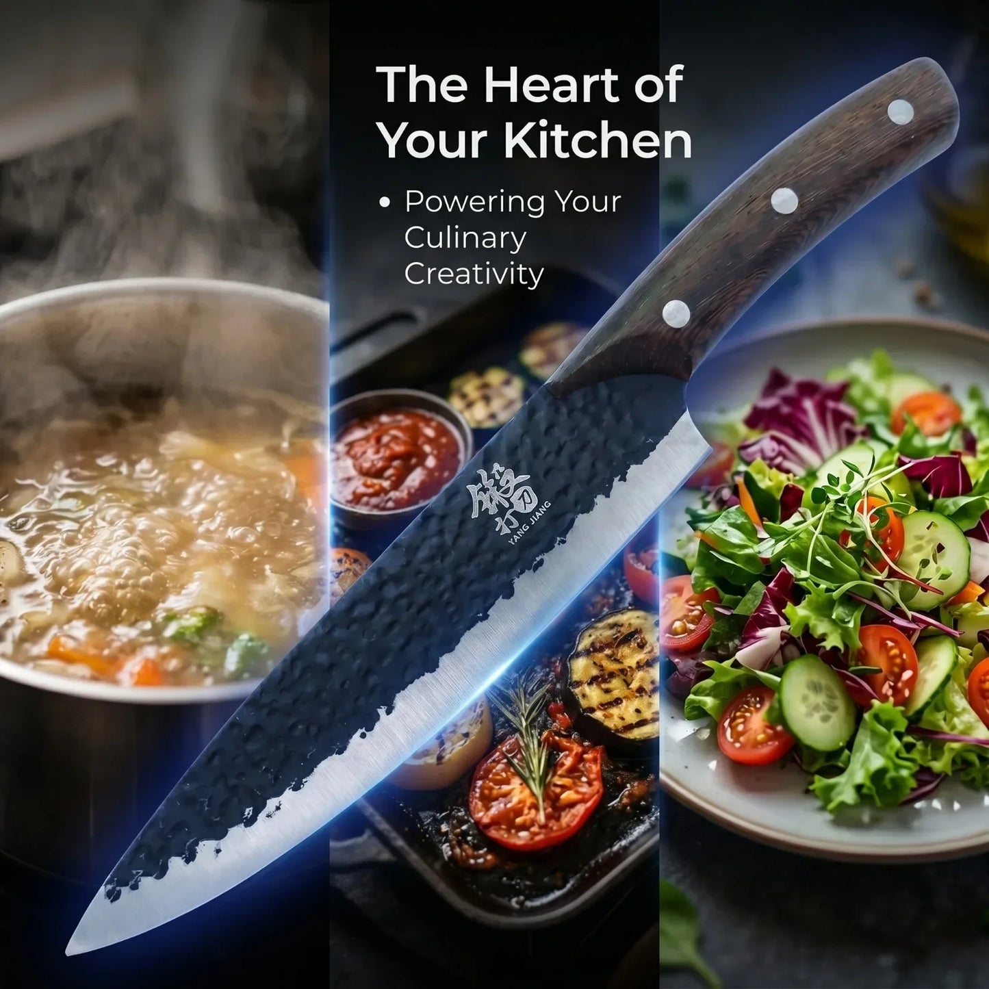 Premium 7Pcs Chef Knife Set Forged Kitchen Knives Wenge Wood Handle High Carbon Stainless Steel Full Tang ForHome Cooking&BBQ