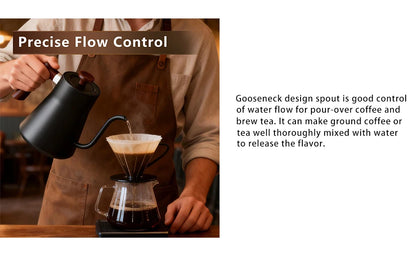 1200W/0.9L Gooseneck Electric Kettle LCD Display Pour Over Kettle for Coffee Tea,Intelligent Temperature Control,Quick Heating