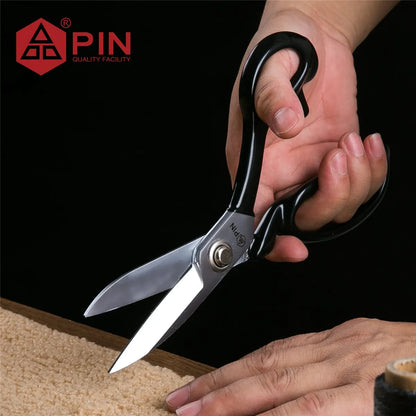 Professional Tailor Scissors, Ultra Thick High Carbon Steel Blades for Heavy Duty Fabric & Leather Cutting, Sewing Craft Tool