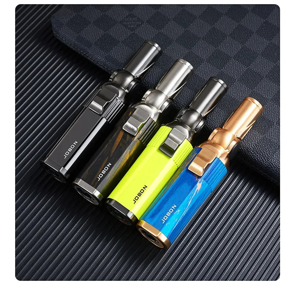 JOBON Folding High Power Spray Gun Windproof Jet Blue Flame Butane Gas Torch Lighter Safety Lock Switch Portable Cigar Lighters