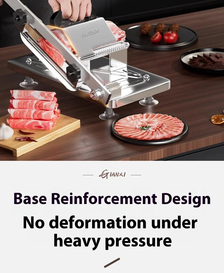GIANXI Mutton Roll Slicer Machine Stainless Steel Meat Slicer Beef Thin Slice Frozen Meat Household Barbecue Hot Pot Cooking