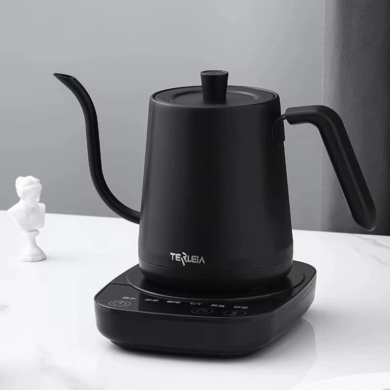 800ml Gooseneck Electric Kettle Hand Brew Coffee Pot Thermo Pot 304 Stainless Steel Teapot Smart Temperature-Control Water Jug